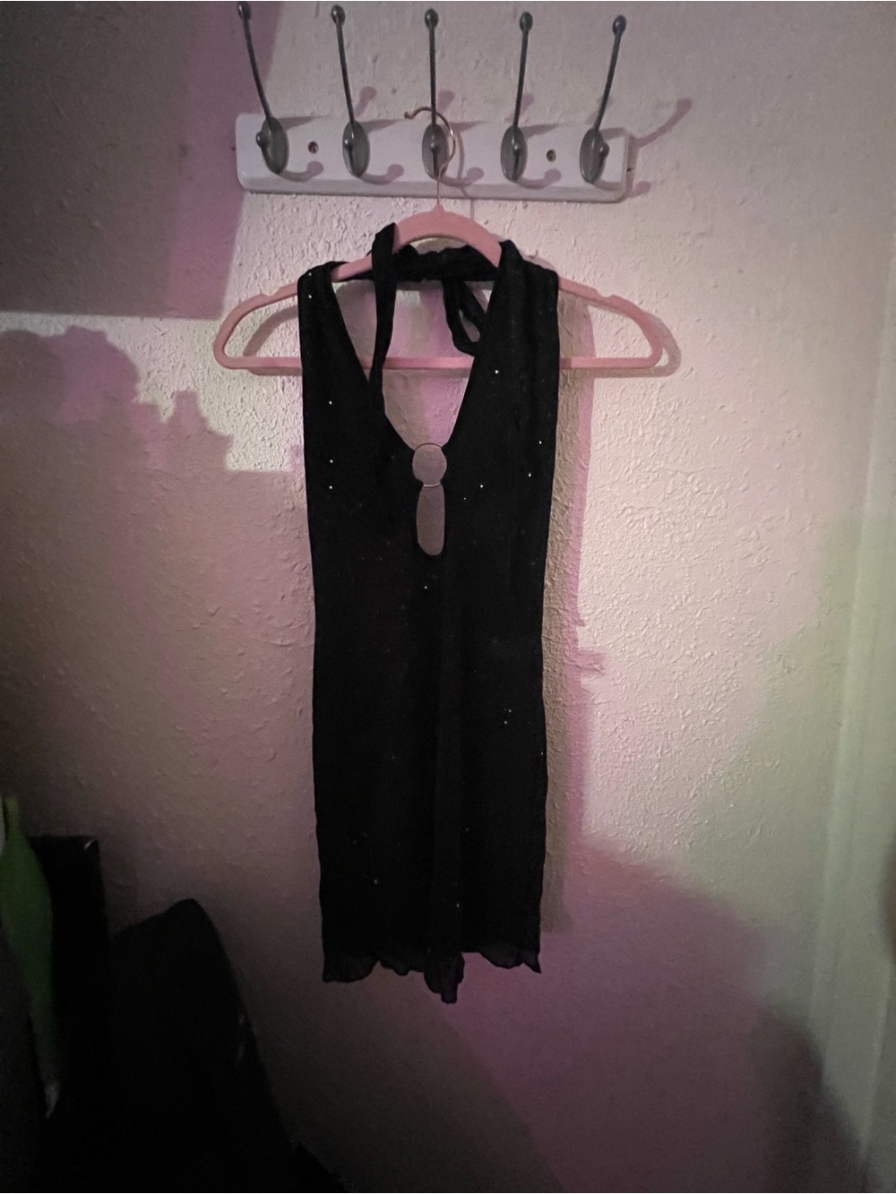 Black Halter Mini Dress with Ring Detail